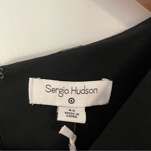 NWT Sergio Hudson x Target Black Strong Shoulder Midi Dress Size 4X - Picture 5 of 7